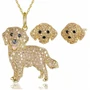 Kép 1/5 - Golden retriever mintás ékszer szett, fülbevaló + nyaklánc