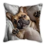 Kép 1/3 - Mosolygós francia bulldog mintás párna, 45 x 45 cm