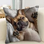 Kép 2/3 - Mosolygós francia bulldog mintás párna, 45 x 45 cm