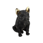 Kép 3/3 - Fekete francia bulldog szobor, arany fülekkel
