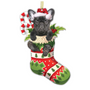 Kép 2/2 - Humoros karácsonyi dísz, francia bulldog a csizmában