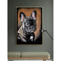 Kép 2/3 - Elegáns fekete francia bulldog fali kép 30x40 cm