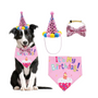 Kép 1/4 - Kutya Születésnapi lányos szett, kendő + csokornyakkendő + csákó