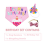 Kép 2/4 - Kutya Születésnapi lányos szett, kendő + csokornyakkendő + csákó