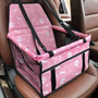 Kép 1/4 - Összecsukható biztonsági kutyaülés autóba, kisállat hordozó, rózsaszín mintás